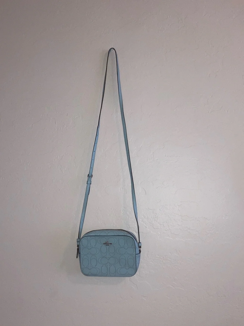 Coach Light Blue Signature Crossbody Camera Bag